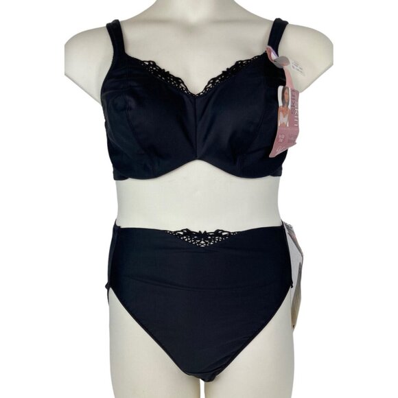 NWT NOS Vtg Vanity Fair Skin To Skin Black 36DD Bra & XL Panty Hi Cut Brief - Picture 1 of 10